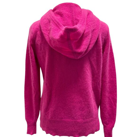 Saks 5th Avenue 100% Cashmere Hoodie Sweater Magenta Pink - Picture 2 of 9